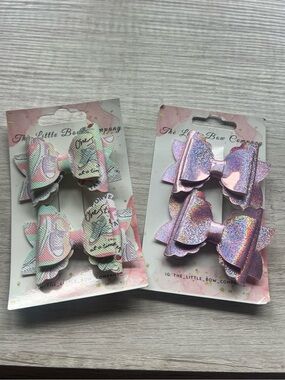 Kids Glitter Pink Bow Clips - Sparkle Pair